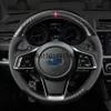 Carbon Fiber Black Leather Hand sewing Car Steering Wheel Cover for Subaru XV BRZ WRX Forester Legacy outback impreza268S