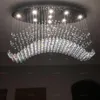 Modern Wave Oval Rain Drop Clear LED K9 Crystal Chandelier Light Lighting Fixture for Living Room Dining Room with GU10 Bulbs321z