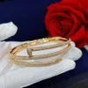 screw Full drill nails Gold Bracelets Women Bangles Punk for gift luxurious Superior quality jewelry Three Circle Br342V