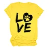 Love Letter Cat Paw Print Short Sleeve Round Neck Loose Casual Large Underlay T-shirt New Women's Wear