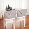 Décorations de Noël Gris Grand Chapeau Couverture de Chaise Amovible Lavable Non-tissé Tissu Siège Tabouret Couverture Couverture Arrière Nouvel An Dîner De Noël Fournitures Q335