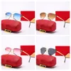 Lunettes de soleil de créateur de mode pour femmes Plage Grand oeil de chat sans monture Verres dégradés Design Super Vision Spectacle Panthère Cadre Léger Doré Métal Noir Boîtier