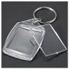 50 Pcs Clear Acrylic Plastic Blank Keyrings Insert Passport Po Keychain Keyfobs Keychian Key Chain Ring2458