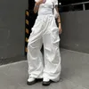 Women s Pants s Casual Baggy Woman Drawstring Waist Loose Cargo With Pocket White Jogger Women Y2K Harajuku 230720