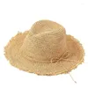 Chapéus de Aba Larga X317 Feitos à Mão em Crochê Lafite Chapéu de Pescador Protetor Solar de Turismo Touca de Praia Laço Ráfia Palha Sol Ajustar Tamanho