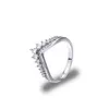 Transparent CZ diamant princesse souhaitant bague ensemble boîte d'origine adaptée pour Pandora 925 argent sterling dames et filles mariage cr333x