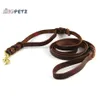 Braided Dog Leash 100% Cow Leather Dog Rope with Two Handles for German Shepherd Labrador Pitbull 180cm Long318H