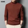 Men's Sweaters KUBRO 2023 Autumn Winter High Quality Turtleneck Wool Sweater Solid Color Knit Tight Warm Casual Bottom Pullover Top