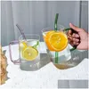 Wine Glasses 600/350Ml Square Glass Mug Breakfast Milk Coffee Cup Microwave Safe Transparent Party Beer Drinkware Drop Delivery Home Dhrl3