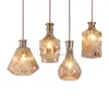 Pendant Lamps Industrial Lighting Rope Lights Carved Iron Glass Hanging Light Fixture Restaurant Creative Led