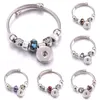 Charm Bracelets Elasticity Snap Button Bracelet Heart Crystal Bangles Beads Jewelry Making Fit 18MM Buttons322S