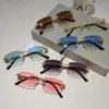 Sunglasses Design Vintage Rimless Women 2023 Fashion Trendy Snake Frame Cutting Gradient Sun Glasses For Men UV400