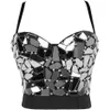 Perspex nail drill crop top corset bra Lingerie vest Camisoles wearing stage performance dress sequined halter women's Europe253w