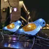 Exterior Interior Acrílico Forma de pájaro Cadena de luz 5 LED Caja de batería impermeable Lámpara alimentada por USB solar para el jardín del hogar Q0811226o
