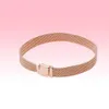 Femmes Bracelets en maille d'or rose NOUVELLE chaîne de main de charmes pour bracelet en argent sterling Pandora 925 avec boîte-cadeau originale au détail218S
