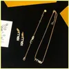 Женщины -ожерелье серьги дизайнерский браслет роскошные ювелирные украшения наборы модных писем Daimond Brands F для женской золотой цепочки Link 260o
