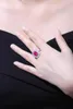 Klusterringar i 925 Sterling Silver Lab skapade Pink Sapphire 4.7 Luxury Flower for Women 2023 julklapp