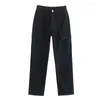 Jeans da donna KEYANKETIAN Vestiti primaverili Pantaloni cargo larghi con tasca a gamba dritta stile High Street