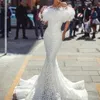 Long Elegant Lace Mermaid Dresses Formal Wear Evening with Feathers Bateau Neck Sexy Prom Dresses Celebrity308B