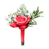 Flores decorativas Broche de Seda Artificial Alfinete de Pulso Corsage Tecido Noiva e Noivo Rosa Pequeno Botão de Flor Antes da Decoração da Festa de Casamento