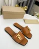 Fashion Women's Leather Sandals Designer Slippers Flat Bottom Brown Black Shoes Beach Party Indoor Summer Box Size 35-43