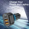 Autres chargeurs de batteries DISOUR 30W QC 3.0 Chargeur de voiture 3 en 1 2.4A Charge rapide Double port USB + PD Chargeur rapide pour téléphone portable Kit voiture x0720