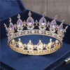 Oro Viola Queen King Corona nuziale per le donne Copricapo Prom Pageant Matrimonio Diademi e corone Accessori per gioielli per capelli 210616270f