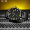 WEIDE Hoge kwaliteit merk mode casual kalender quartz analoog auto datum heren klok horloges zwart PU lederen band Hours232n