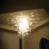 Luz de techo blanca moderna Lámparas de araña de vidrio soplado LED Lámparas de techo Lámpara de araña de cristal de 36 pulgadas de ancho para la decoración de la casa220v