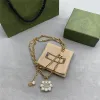 Shiny Diamond Long Pendant Necklaces Double Letter Sweater Chain Necklace Women Rhinestone Pendants with Gift Box G237204C