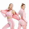 Kvinnors spårningsdräkter 23 stycken Yoga Set Bar Highwaisted Tight Pants Gym träningskläder Lämpliga sportkläder för Women Zipper Jacket Leggings Suit J230720