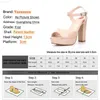 Sandały Voesnees Sandały 2021 Wodoodporna platforma o modzie 13 cm grube buty na pięcie Zwięzły pasek klamry Model Womens Sexy High Heels L230720