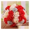 Couronnes De Fleurs Décoratives Bouquet De Mariage Romantique Lavande Lilas Faveurs Parfaites Main Tenant Fleur Parure Artificielle Soie Br Dhf4G