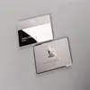 Lote de 100 Uds. De tarjetas de metal grabadas con logotipo personalizado, espejo de metal personalizado, tarjeta de visita 209G