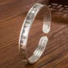 Vintage Thai Silver New Woman Buddhist Scriptures Bracelet Bangles Men's With Stamp Classic Open Bracelet Jewelry Gift L230704