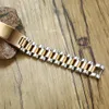 Gents Two-Tone Rose Gold Tone President-Style with ID Tag Plate Link Watch Band Bracelet Inspiration Engravable Men Jewelry254x