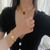 2020 marque mode ensemble de bijoux pour femmes épaisse chaîne fête ensemble de bijoux perles tour de cou Bracelet mode perles ensemble de bijoux276C