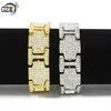 New Fashion Oro Argento Nero Acciaio inossidabile Hip Hop Bling Diamond Bracciale a catena da uomo Punk Rock Rapper Gioielli Regali per ragazzi Wh274J