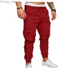 Calças masculinas tendência da moda outono calças masculinas hip hop harém joggers novas calças masculinas sólidas multibolsos calça cargo skinny fit moletom Z230720