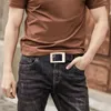 Belts Lady Belt Durable Unisex Faux Leather With Smooth Metal Buckle Wide Anti-break Adjustable For Women Men Pants