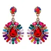 Dangle Earrings Multi Colors Blue Fuchsia Crystal Big Women Fashion Party Accessories Luxury Jewelry