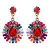 Boucles d'oreilles pendantes Multi couleurs bleu Fuchsia cristal grandes femmes accessoires de fête de mode bijoux de luxe