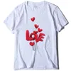 Nya män och kvinnors runda hals Loose Love Love Balloon Print Summer Short Sleeve T-shirt Top