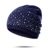 Mode ciel étoilé hiver bonnet chapeaux femmes doux tricot Skullies bonnets chapeau femmes strass coton chapeau couverture casquette gorras217f