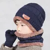Cycling Caps 2023 Children Winter Knitted Hat And Scarf Gloves 3 IN 1 Set Boy Girls Kids Warm Plush Hats Outdoor Ski Cap Fashion Scarves