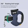 Hundhalsar Leases Dubbel koppel 360 graders utdragbar roulette Pet Walking Lead Outdoor Solid 3 m lång för två hundar 230719