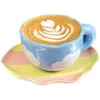 Filiżanki spodki kreatywne ręcznie malowane w chmurze filiżanka kawy z ręcznie robionym ceramicznym zestawem do płucnika do cappuccino espresso latte herbata wyjątkowy prezent
