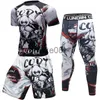 Tute da uomo Brand New Men Tute da palestra Fighting panda Abbigliamento sportivo Tute da compressione Set da corsa Fitness Tuta sportiva da uomo Set da jogging all'aperto J230720