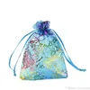 100pcs Blue Coral Organza Bags 13x18cm Wedding Gift Bag Cute Candy Jewelry Packaging Bags Drawstring Pouch282n