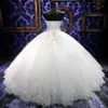 Haute Qualité Réel Po Bling Bling Cristal Robes De Mariée Retour Bandage Tulle Appliques Étage-Longueur Robe De Bal De Mariage Robes270w